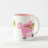 Schattige Cartoon varken spelen trompet Mok (Voorkant rechts)