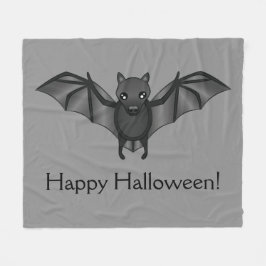 Schattige Cartoon Vleermuis Met Gelukkig Halloween Fleece Deken