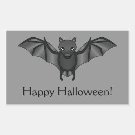 Schattige Cartoon Vleermuis Met Gelukkig Halloween Rechthoekige Sticker