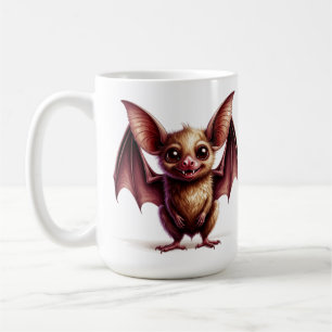 Schattige Cartoon Vleermuis Met Vriendelijke Hallo Koffiemok