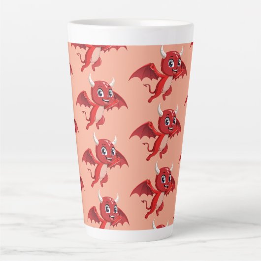 Schattige cartoon vliegende duivel latte mok (Voorkant)