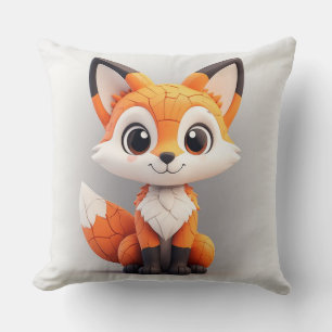 Schattige Cartoon Vos 3D Speelgoed Mascotte Zitten Kussen