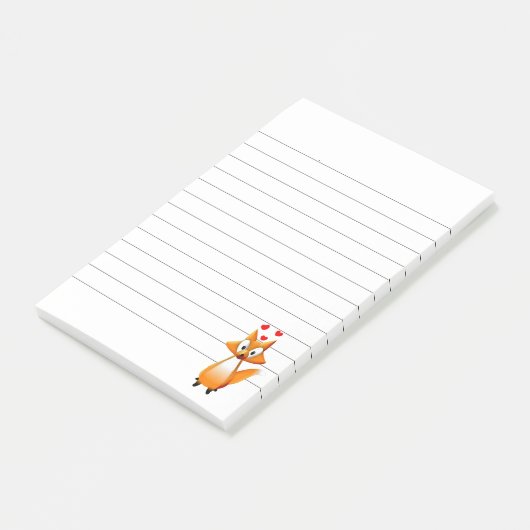 Schattige Cartoon Vos Dier Gelinieerd Post-it® Notes (Schuin)