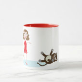 schattige cartoon vrouw en mok van katten (Midden)