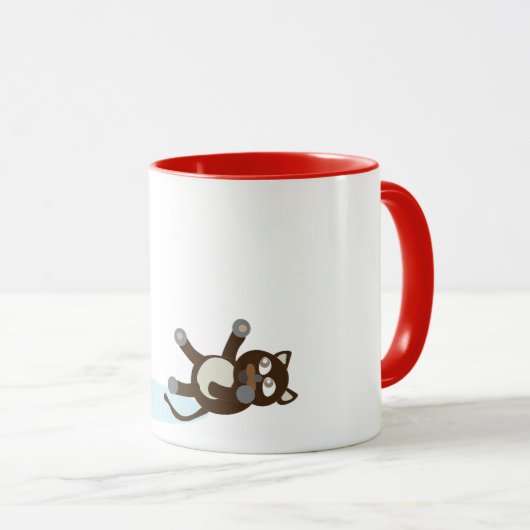 schattige cartoon vrouw en mok van katten (Voorkant rechts)