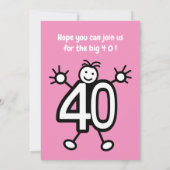 Schattige Cartoon Vrouw Funny 40th Birthday Party Kaart (Achterkant)