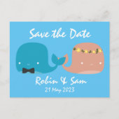 Schattige Cartoon Walvissen Save the Date Uitnodiging Briefkaart (Voorkant)