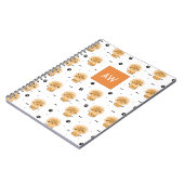 Schattige cartoon wilde leeuw met monogram kindere notitieboek (Linkerzijde)