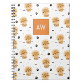 Schattige cartoon wilde leeuw met monogram kindere notitieboek (Voorkant)
