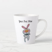 Schattige Cartoon wit konijnenboog Stropdas duimen Latte Mok (Rechts)