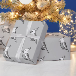 Schattige Cartoon Witmasker Kaketiel Papegaaien Vo Cadeaupapier