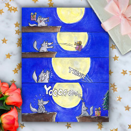 Schattige Cartoon Wolf Comic Bedankt ansichtkaart Briefkaart