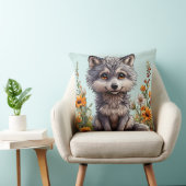 Schattige Cartoon Wolf Kussen (Stoel)
