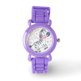 Schattige Cartoon Zebra met regenboog en sterren | Horloge