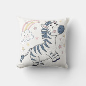 Schattige Cartoon Zebra met regenboog en sterren | Kussen (Voorkant)