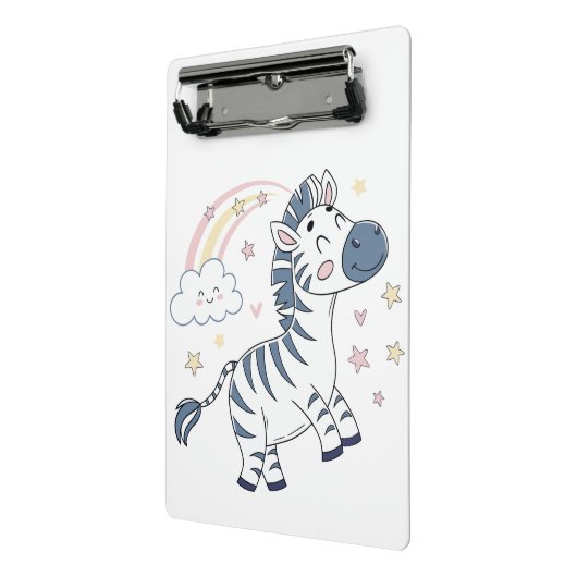Schattige Cartoon Zebra met regenboog en sterren | Mini Klembord (Angled2)