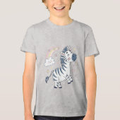 Schattige Cartoon Zebra met regenboog en sterren | Tri-Blend Shirt (Voorkant)
