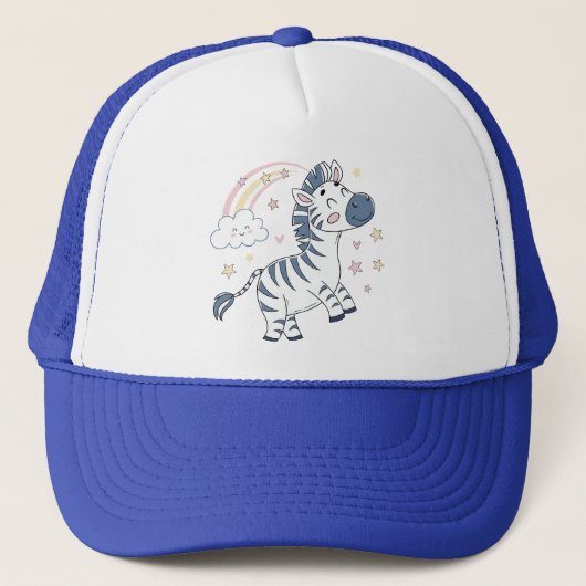 Schattige Cartoon Zebra met regenboog en sterren | Trucker Pet (Voorkant)
