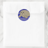 Schattige Cartoon Zeeleeuw Ronde Sticker (Tas)