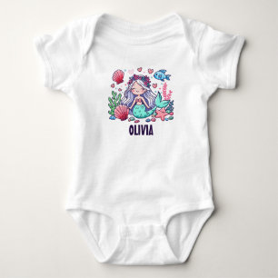 Schattige Cartoon Zeemeermin Gepersonaliseerd  Romper