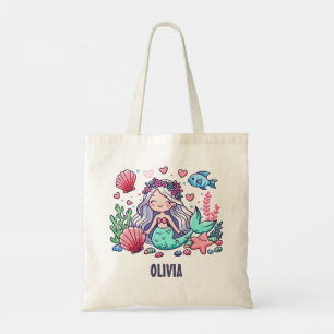 Schattige Cartoon Zeemeermin Gepersonaliseerd  Tote Bag
