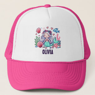 Schattige Cartoon Zeemeermin Gepersonaliseerd Trucker Pet