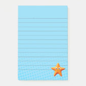 Schattige Cartoon Zeester Blauwe Oceaan Lijn Post-it® Notes (Voorkant)