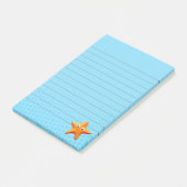 Schattige Cartoon Zeester Blauwe Oceaan Linen Post-it® Notes (Schuin)