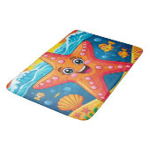 Schattige Cartoon Zeester Smilend Onderwater Badmat (Gekanteld)