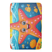 Schattige Cartoon Zeester Smilend Onderwater Badmat (Voorkant Verticaal)