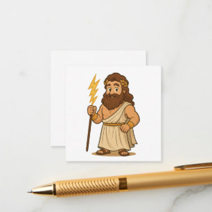 Schattige Cartoon Zeus – Griekse Mythologie God va Informatiekaartje