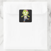 Schattige Cartoon Zombie Vierkante Sticker (Tas)