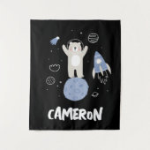 Schattige Cartoonbeer in de ruimte Wandkleed (Voorkant)