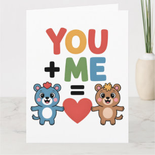 Schattige Cartoonberen Liefdesformule: "Jij + Ik = Kaart