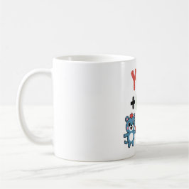 Schattige Cartoonberen Liefdesformule: "Jij + Ik = Koffiemok