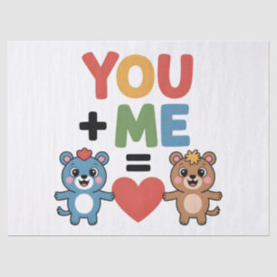 Schattige Cartoonberen Liefdesformule: "Jij + Ik = Tissuepapier