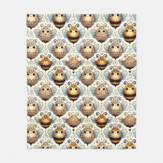 Schattige, cartooneske bij fleece deken (Voorkant)