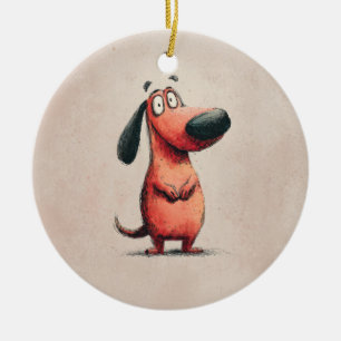 Schattige Cartoonhond Schets Illustratie Keramisch Ornament