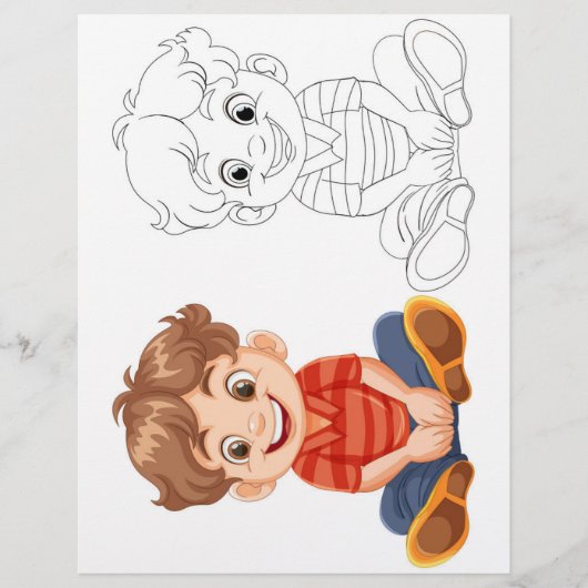 Schattige cartoonjongen kleurplaat flyer (Voorkant)