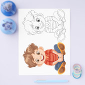 Schattige cartoonjongen kleurplaat flyer (Enkel)