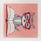 Schattige Cartoonkat Draagt Bril Legpuzzel (Horizontaal)