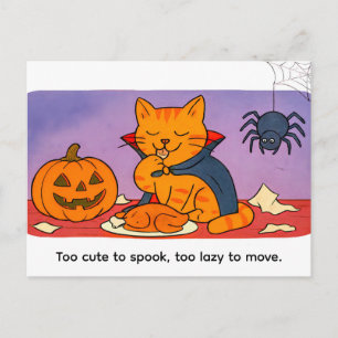 Schattige Cartoonkat Gekleed als Kleine Vampier Briefkaart