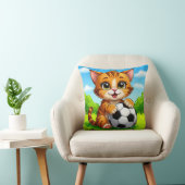 Schattige Cartoonkat met Voetbal Kussen (Stoel)