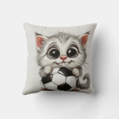 Schattige Cartoonkat met Voetbal Kussen (Achterkant)