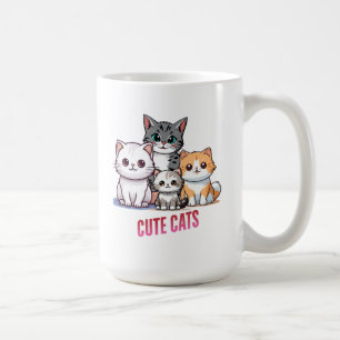 Schattige Cartoonkatten Kawaii Kattenliefhebbers D Koffiemok