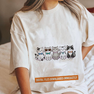 Schattige Cartoonkatten Met Vlinderdasjes En Zonne Tri-Blend Shirt