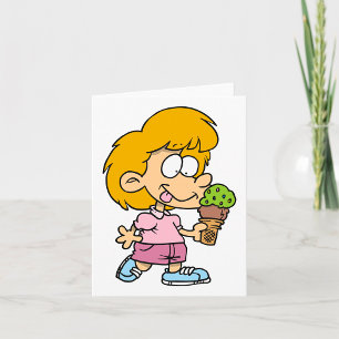 Schattige Cartoonkind eet ijshoorntje Kaart