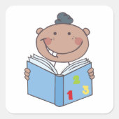 Schattige Cartoonkind Leest een Cijferboek Vierkante Sticker (Voorkant)