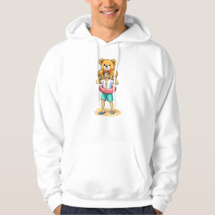 Schattige Cartoonman met Reusachtige Teddibeer Zom Hoodie