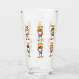 Schattige Cartoonman met Reusachtige Teddydbeer Zo Glas